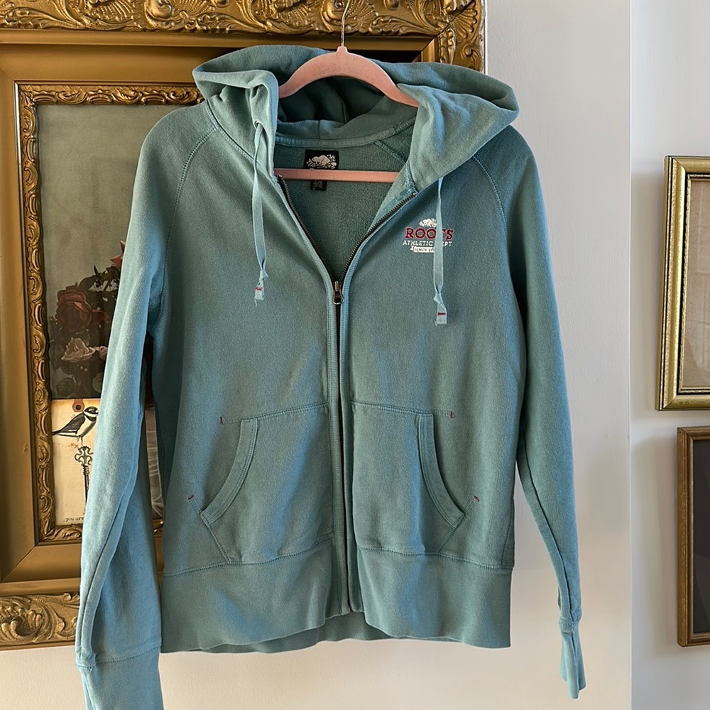 Roots Teal Green Zip-Up Hoodie